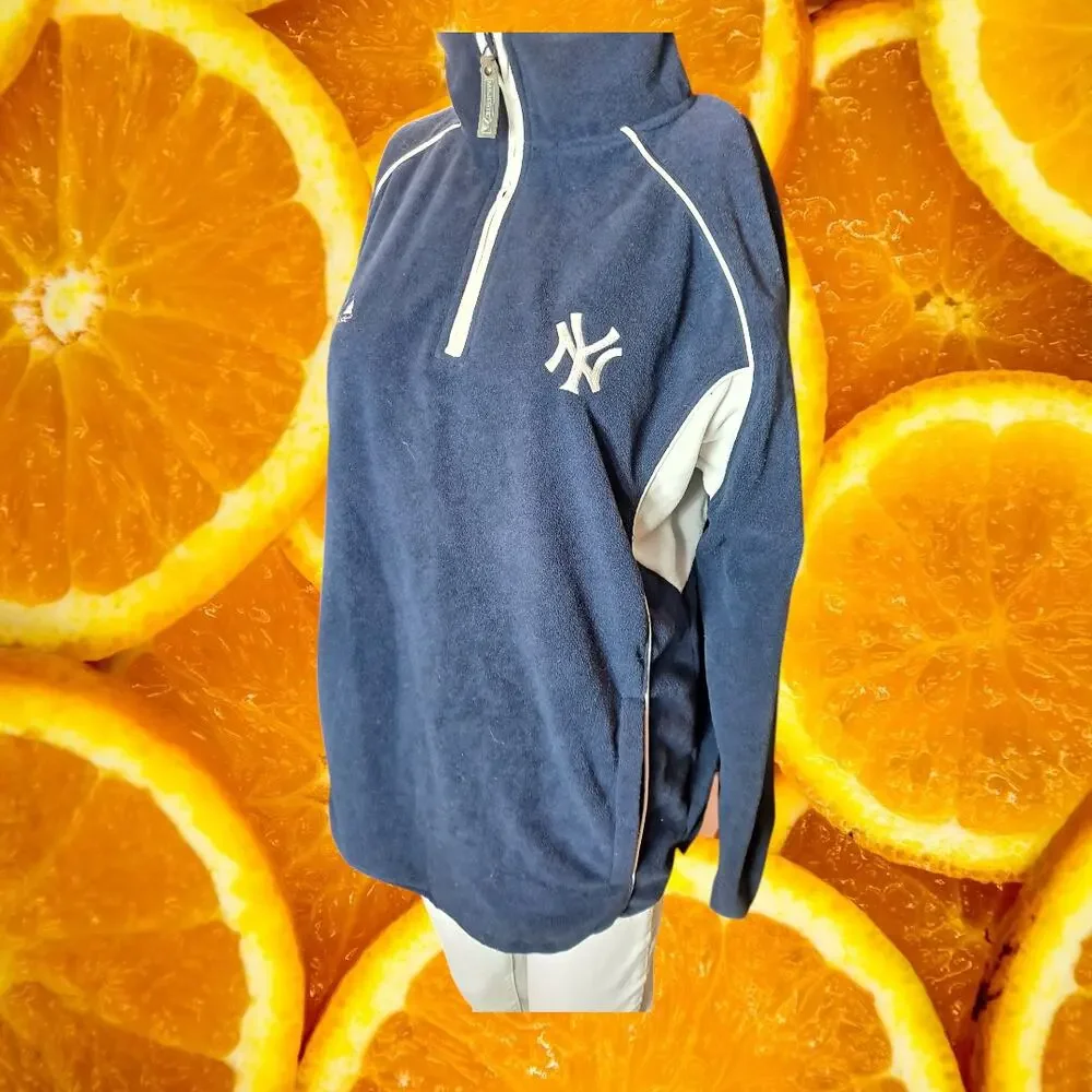 Majestic Men Vintage New‎ York Yankees Quarter Zip Fleece Pullover Jacket Size S